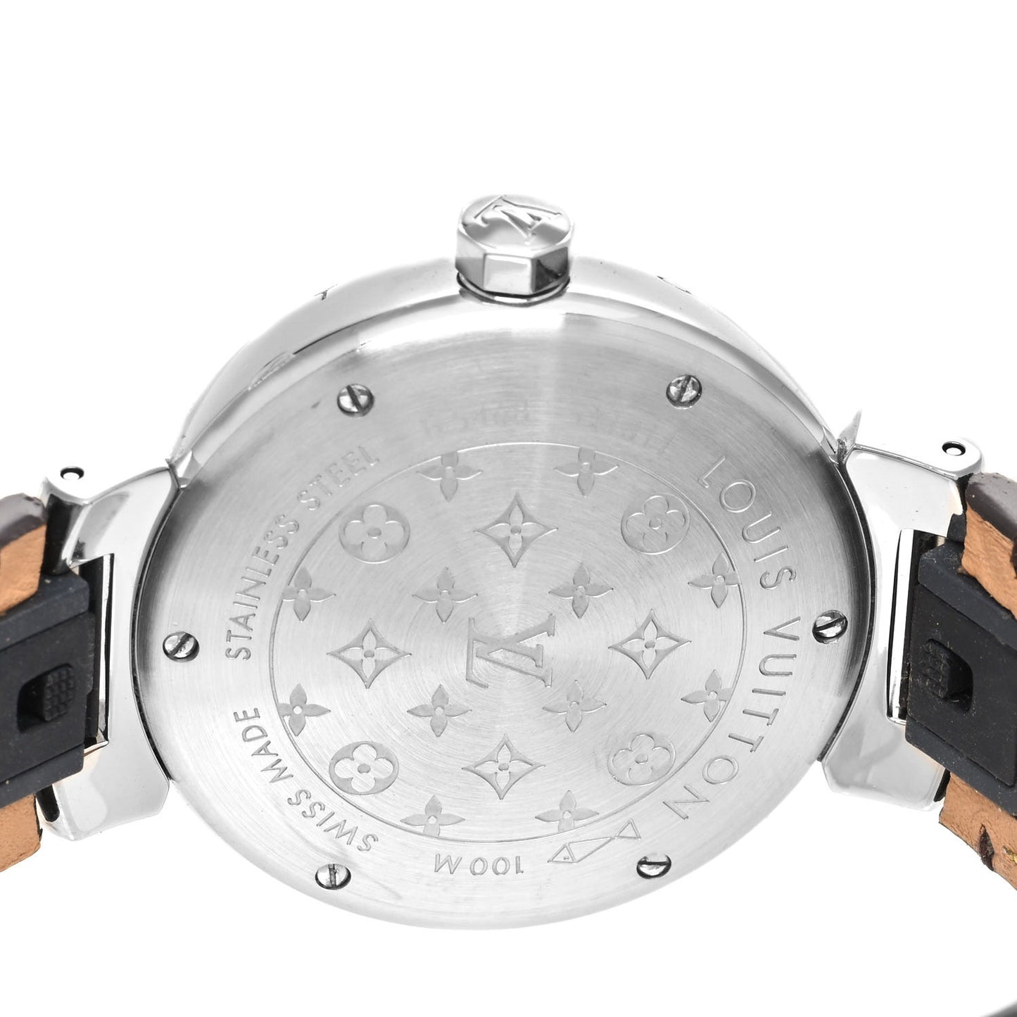 Stainless Steel Monogram 34mm Tambour Quartz Watch Brown