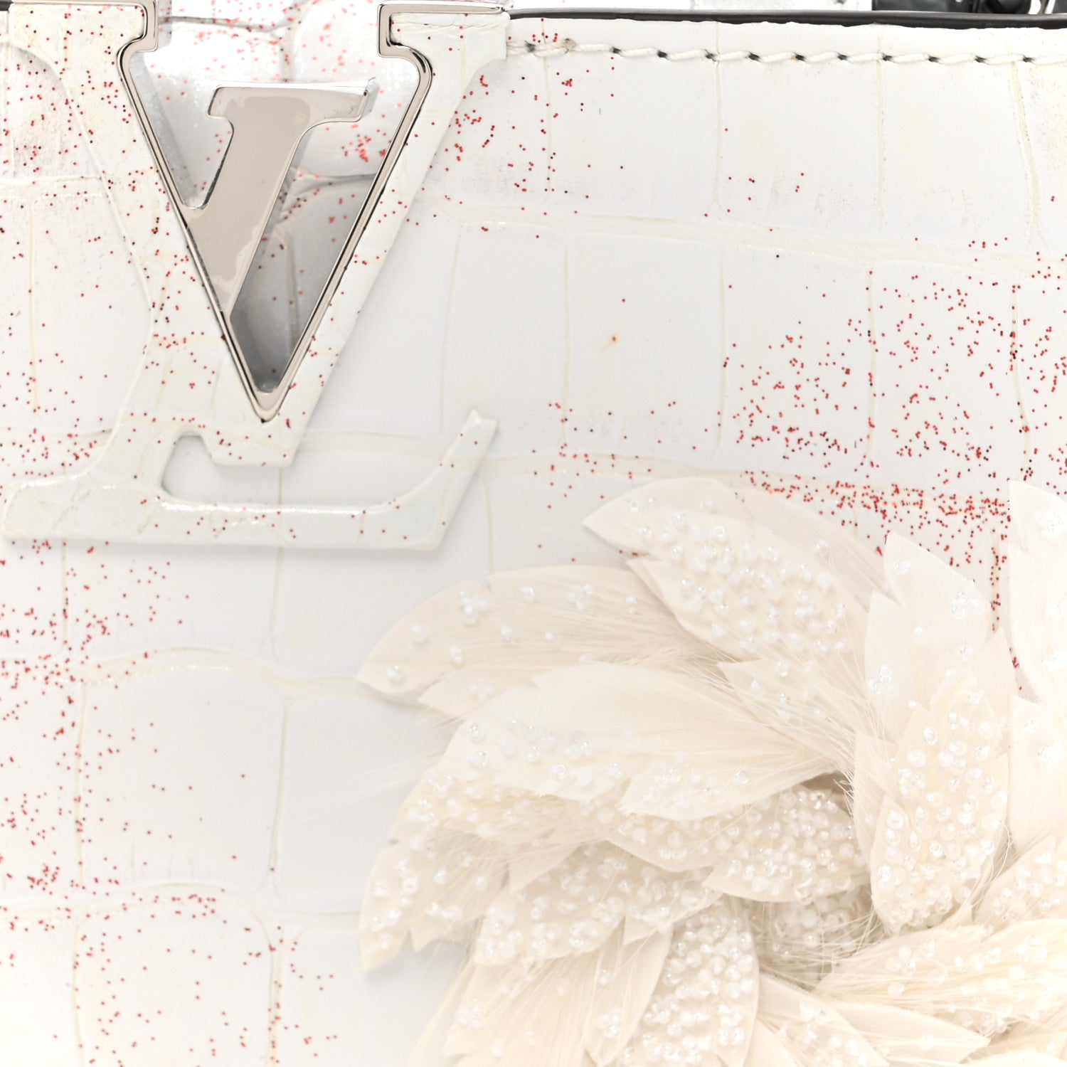 Louis Vuitton Alligator Feather Embellished Mini Capucines White 8 of 10