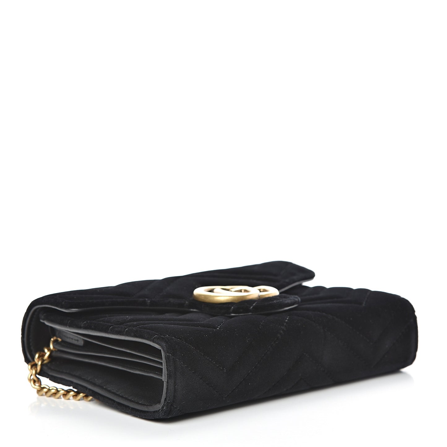 Velvet Matelasse GG Marmont Chain Wallet Black