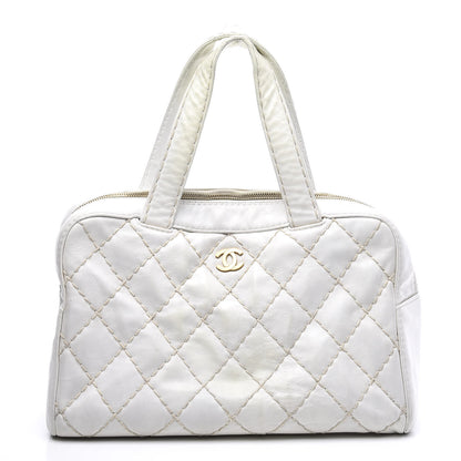 Chanel Calfskin Stitch Bowler White 1 of 9