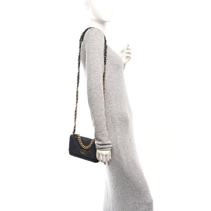 Chanel Lambskin Quilted Chanel 19 Wallet On Chain WOC Dark Grey 2 of 12