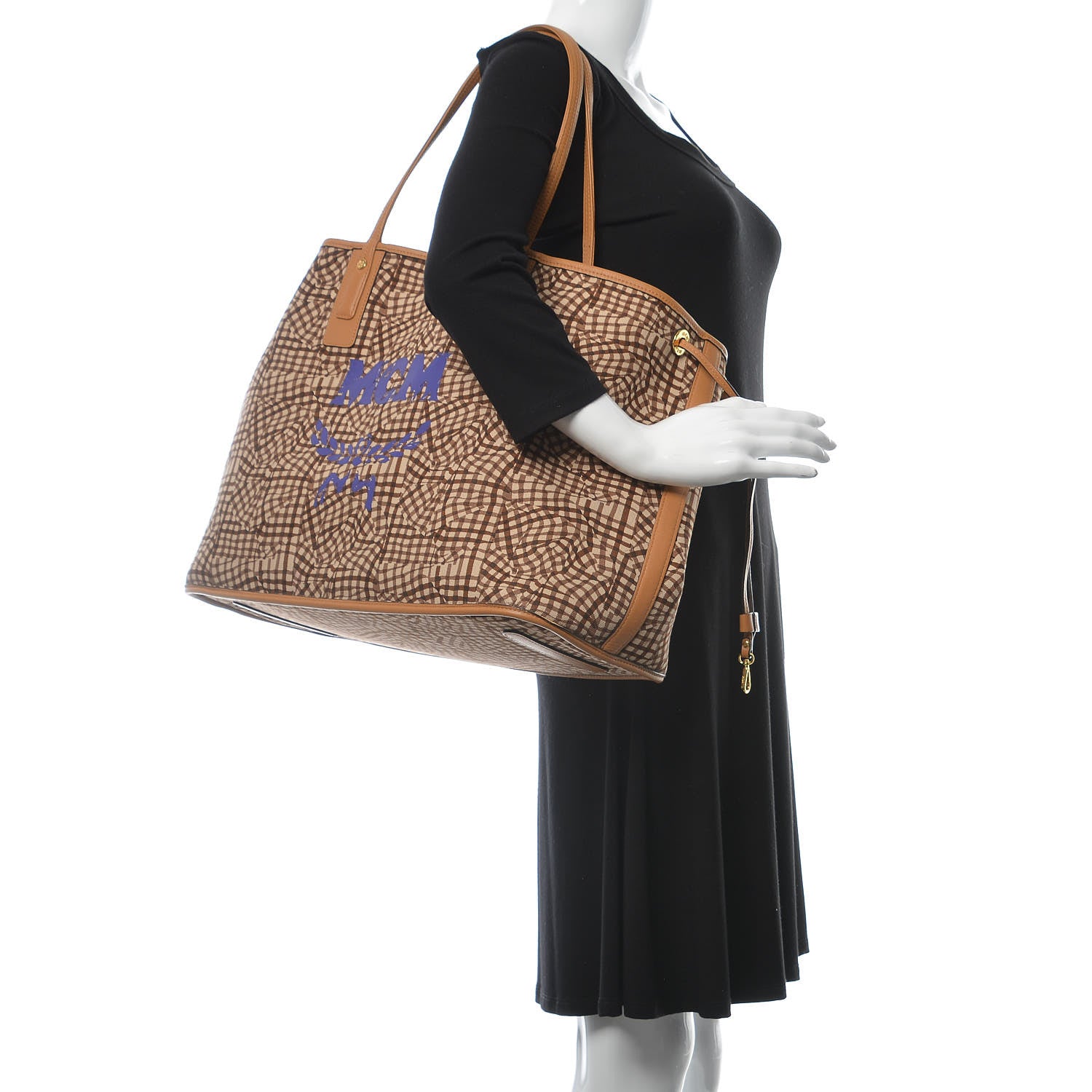 MCM Visetos Large Liz Reversible Shopper Tote Cognac 2 of 13