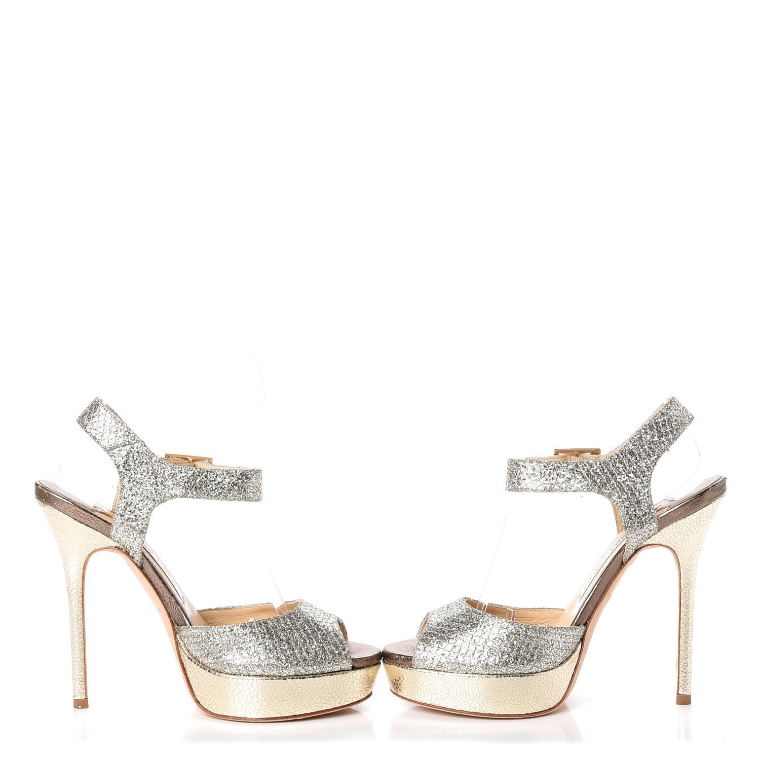 Jimmy Choo Glitter Fabric Linda Platform Sandals 36 Champagne 6 of 11