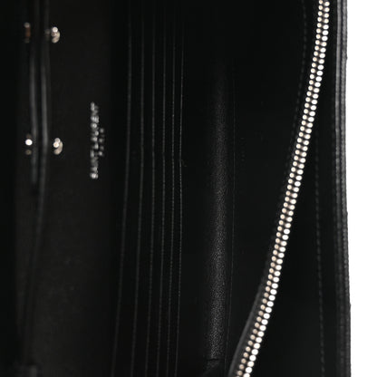 Saint Laurent Grain De Poudre Matelasse Chevron Monogram Chain Wallet Black 5 of 11