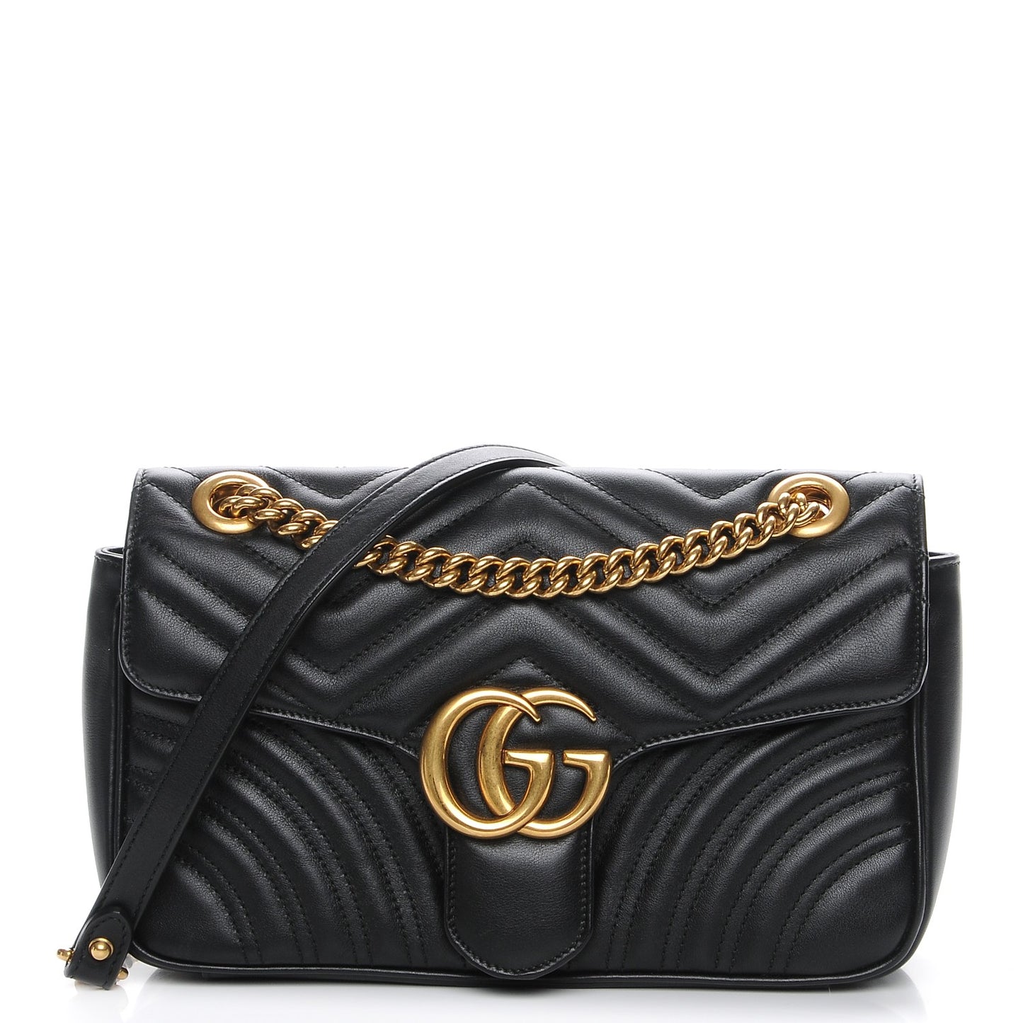 Calfskin Matelasse Small GG Marmont Shoulder Bag Black