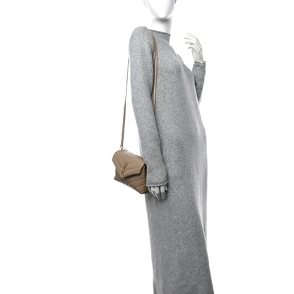 Saint Laurent Calfskin Y Quilted Monogram Toy Loulou Crossbody Bag Dark Beige 2 of 12