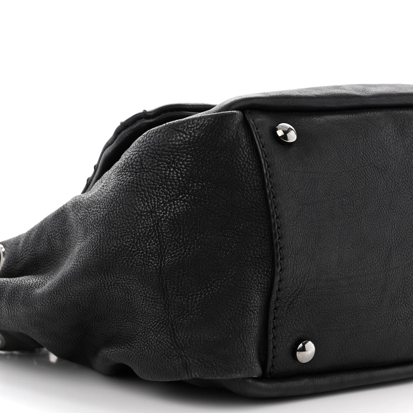 Calfskin Diamond Stitch Accordion Flap Black