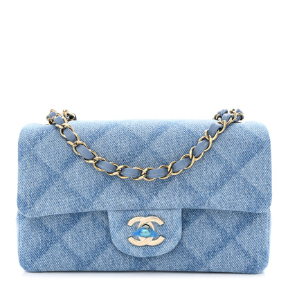 Chanel Printed Denim Quilted Mini Rectangular Flap Light Blue 1 of 10