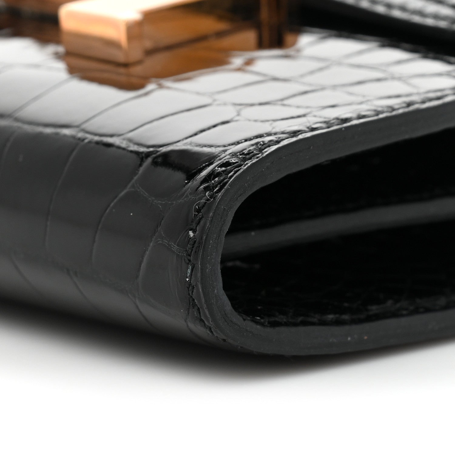 Hermes Shiny Alligator Constance Short Wallet Black 8 of 10