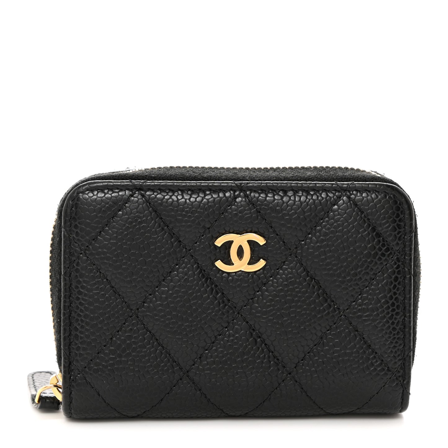 Caviar Quilted Zip Coin Purse Black