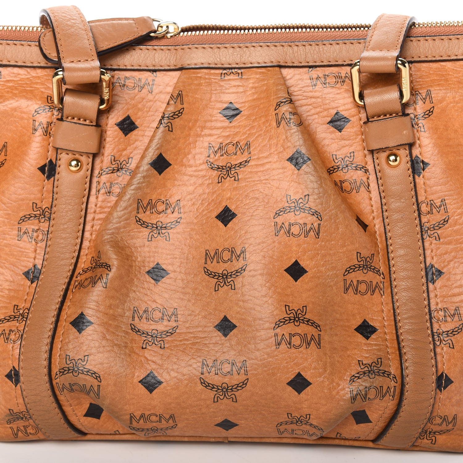 MCM Visetos Medium Essentials Shopper Tote Cognac 13 of 13