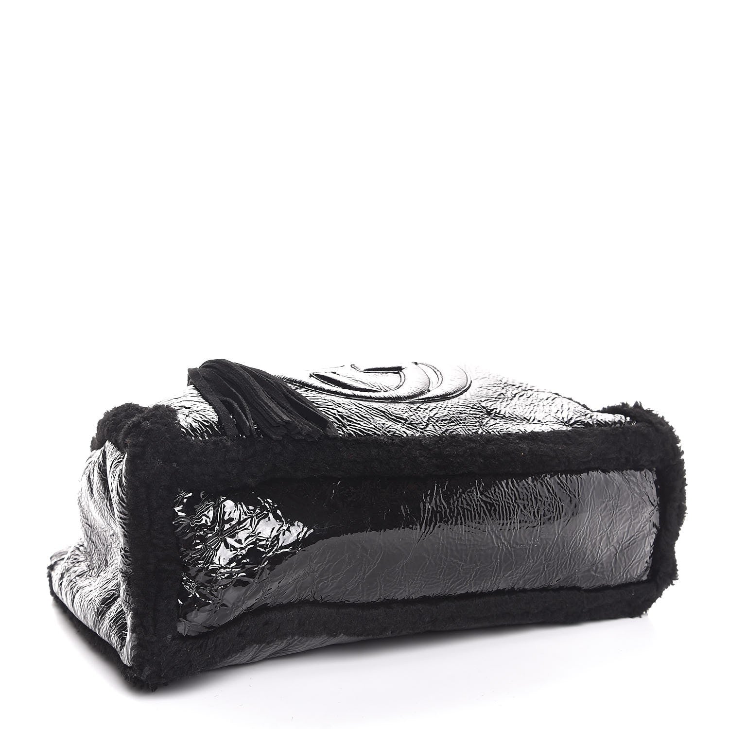 Gucci Patent Shearling Medium Soho Chain Shoulder Bag Black 4 of 7