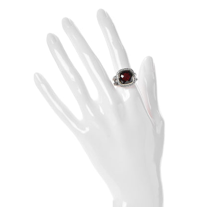 David Yurman Sterling Silver 18K Yellow Gold Diamond Garnet 11mm Albion Ring 54 6.5 2 of 5