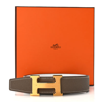 Hermes Epsom 32mm H Belt 85 34 White Etoupe 6 of 6