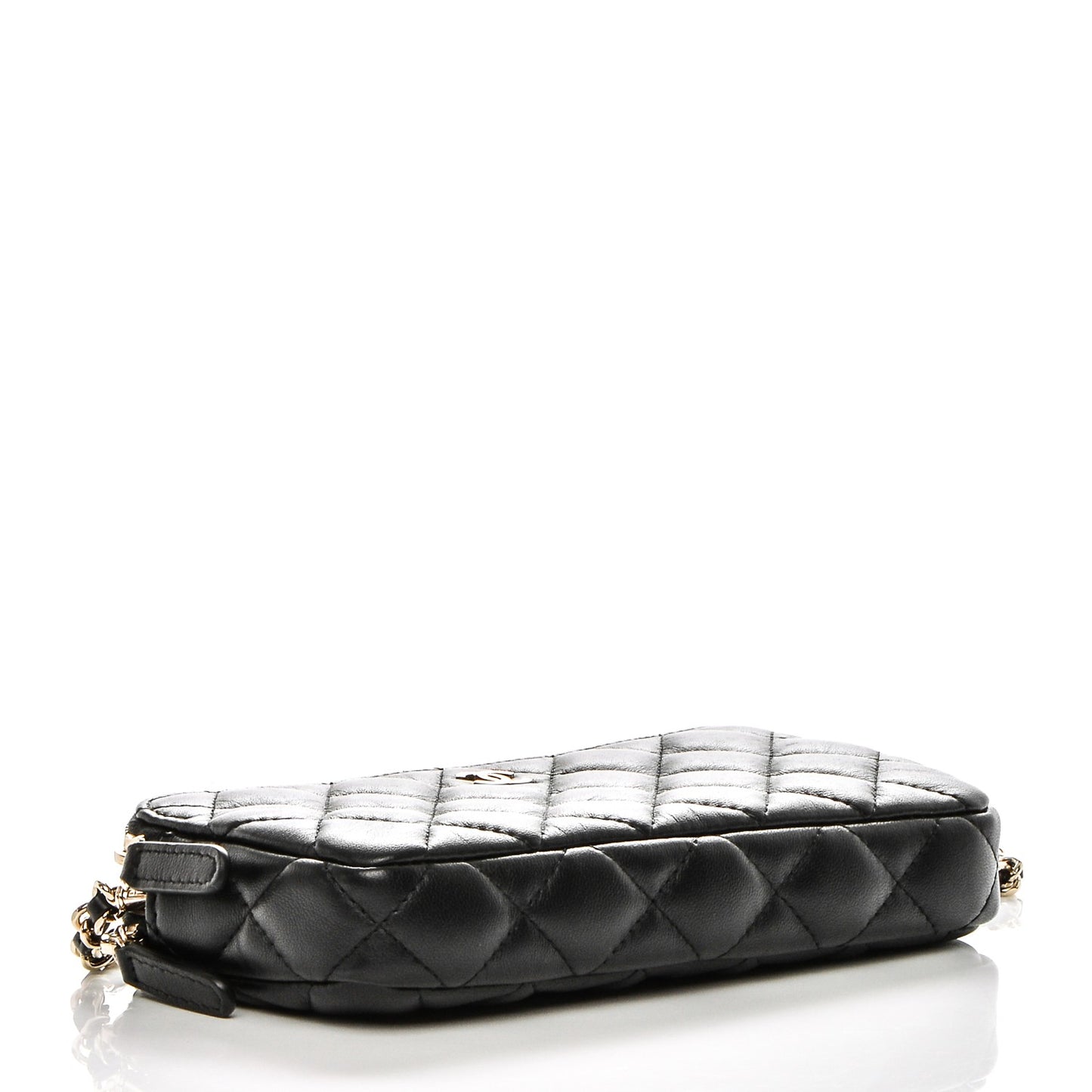 Lambskin Quilted Small Clutch With Chain Black
