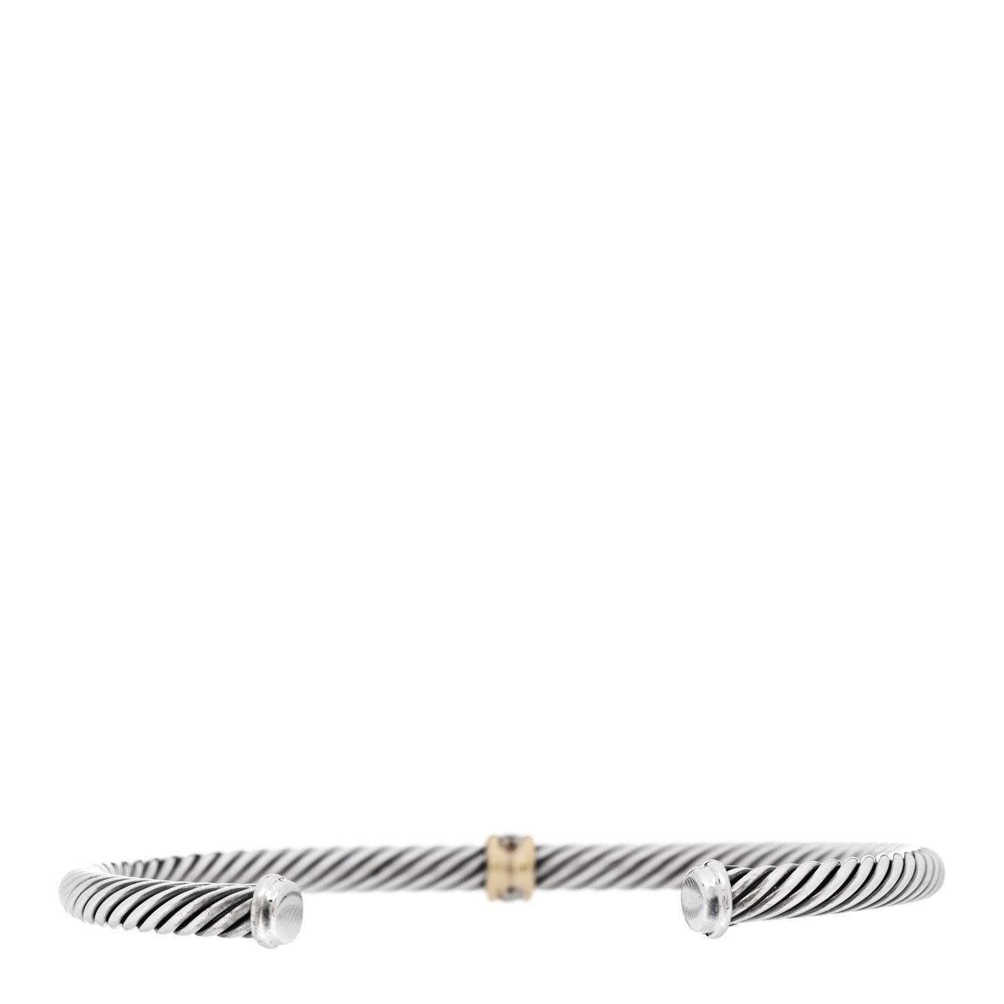 Sterling Silver 18K Yellow Gold Diamond 4mm Cable Classics Single Station Bracelet