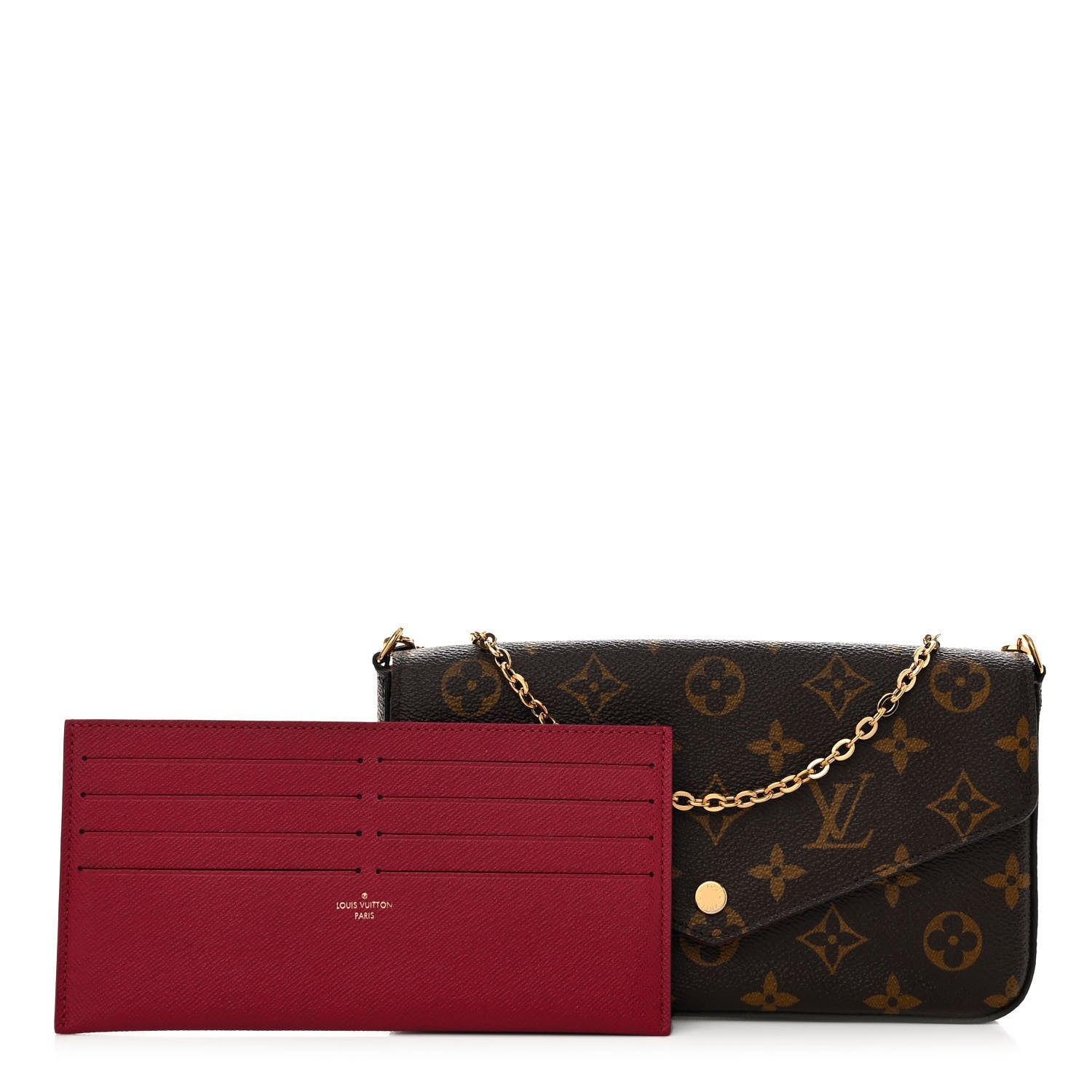 Louis Vuitton Monogram Pochette Felicie Chain Wallet Fuchsia 1 of 12