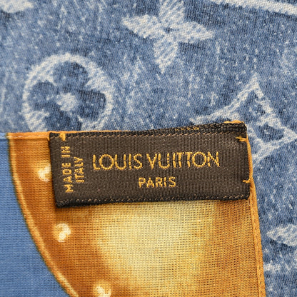 Louis Vuitton Silk Monogram Denim Bandana Scarf Blue 5 of 5