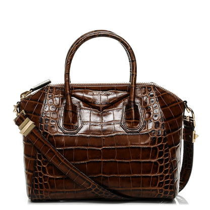 Givenchy Calfskin Crocodile Embossed Small Antigona Brown 1 of 6