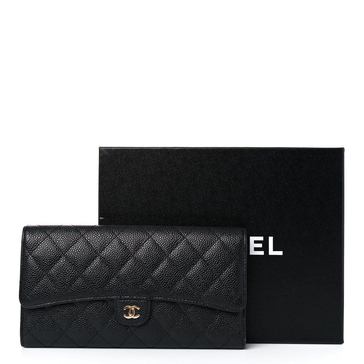 Caviar Quilted Travel Wallet Black