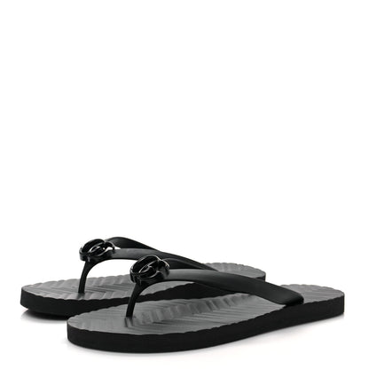 Gucci Rubber Chevron Mens GG Thong Flat Sandals 11 Black 3 of 7