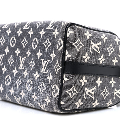 Louis Vuitton Denim Monogram Jacquard Speedy Bandouliere 25 Black 9 of 9