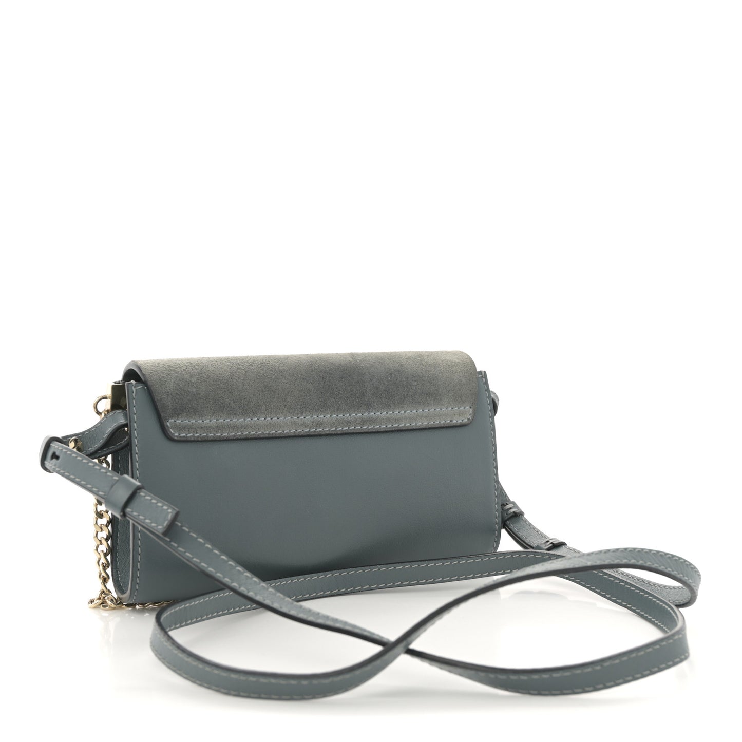 Suede Calfskin Mini Faye Shoulder Bag Cloudy Blue