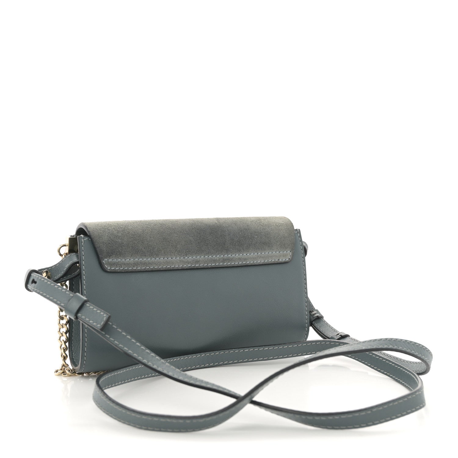 Chloe Suede Calfskin Mini Faye Shoulder Bag Cloudy Blue 3 of 13