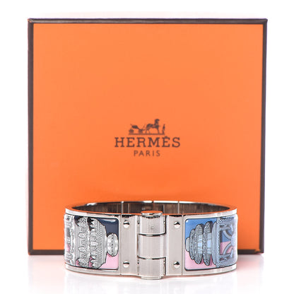 Hermes Enamel Printed Wide Marveilleuses Lanternes Hinged Bracelet S Arts and Crafts 6 of 6