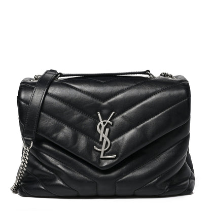 Saint Laurent Calfskin Y Quilted Monogram Small Loulou Chain Satchel Black 1 of 8