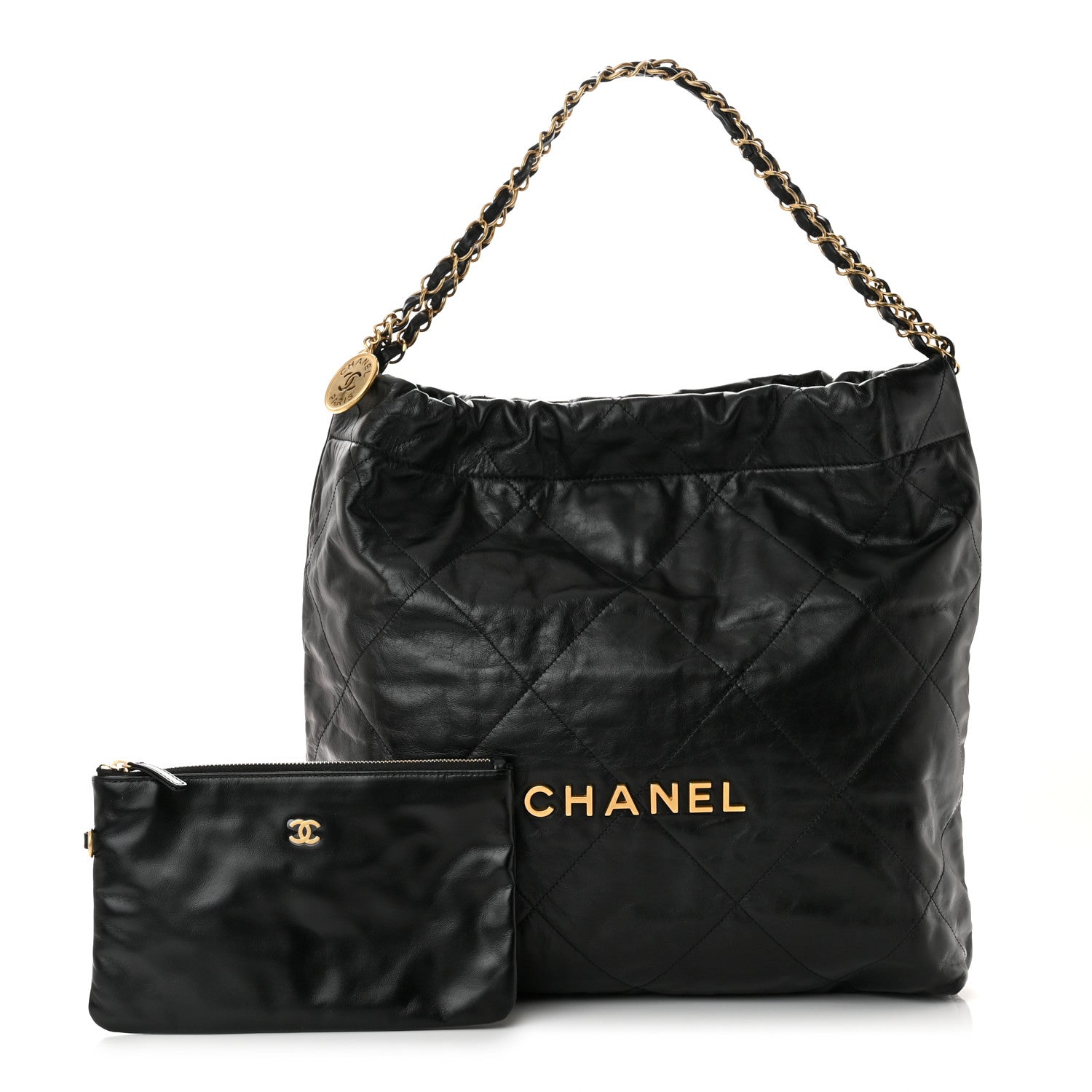 Chanel Shiny Calfskin Quilted Chanel 22 Black 1 of 11