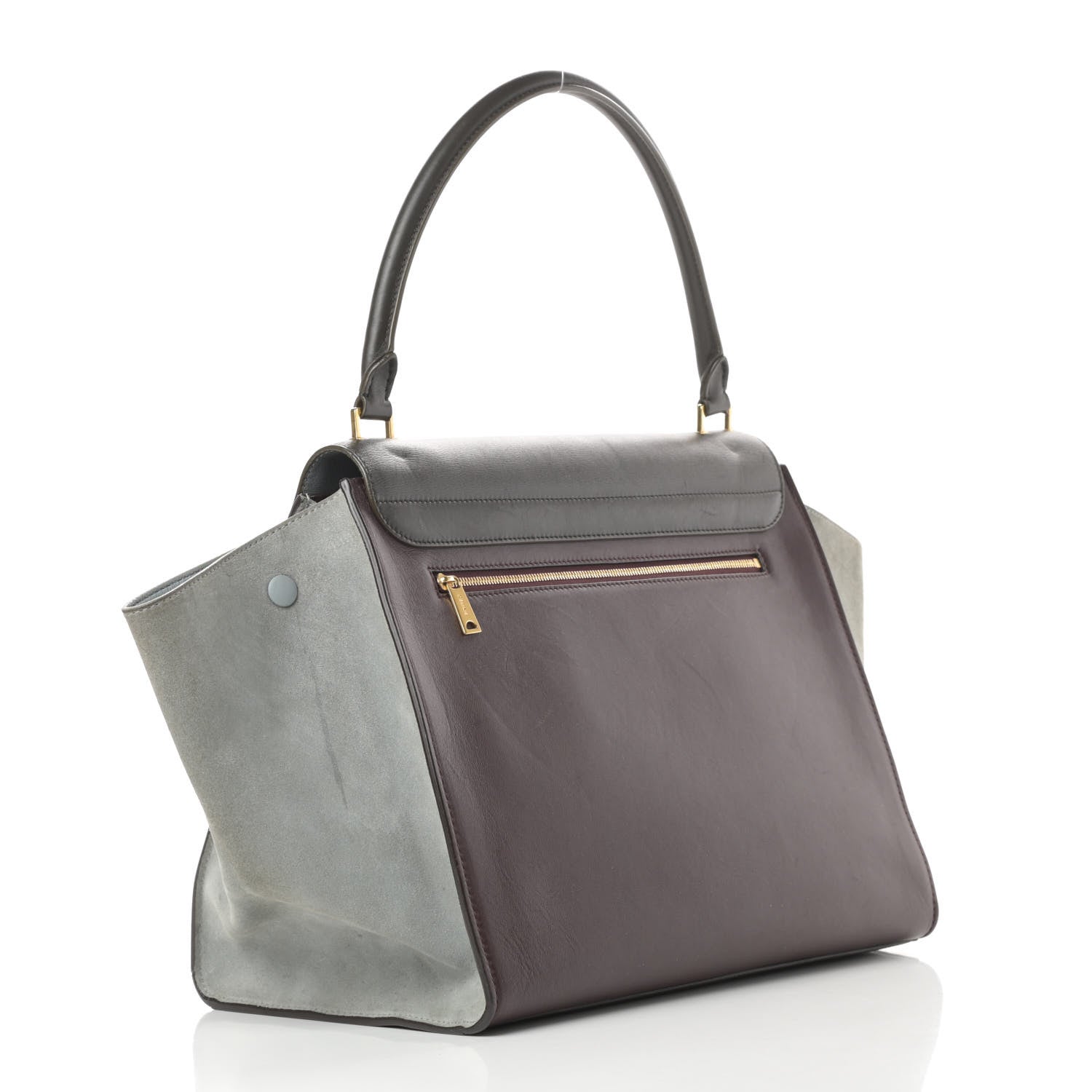 Celine Smooth Calfskin Suede Large Tri-Color Trapeze Dark Grey 3 of 23
