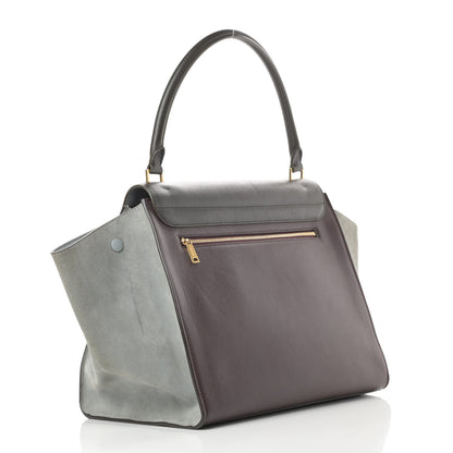 Celine Smooth Calfskin Suede Large Tri-Color Trapeze Dark Grey 3 of 23