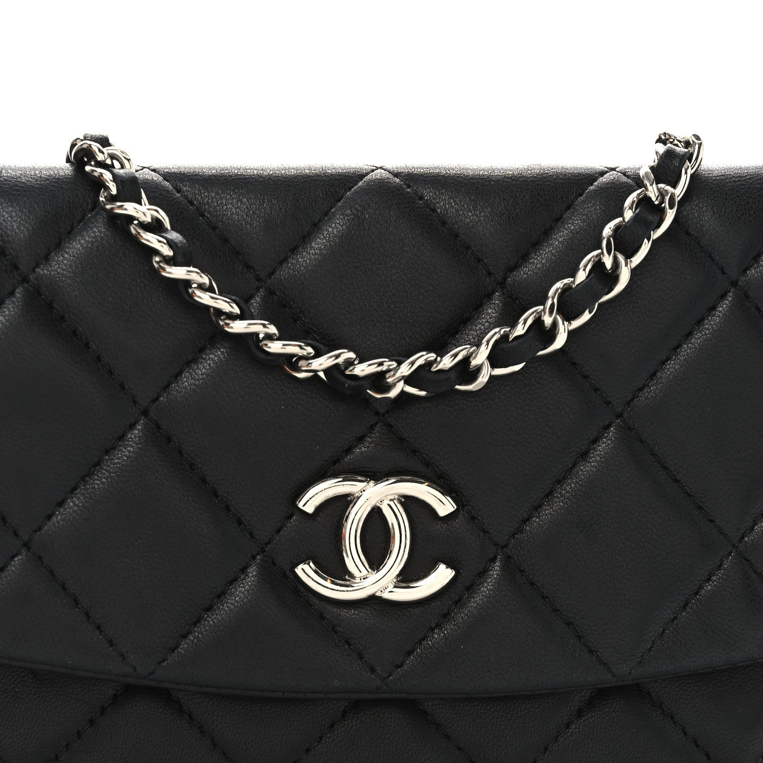 Chanel Lambskin Quilted Double Sided Wallet On Chain WOC Black 8 of 11