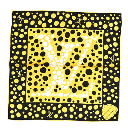 Louis Vuitton LV x YK Silk Monogram Dots Scarf 45 Yellow Black 2 of 6