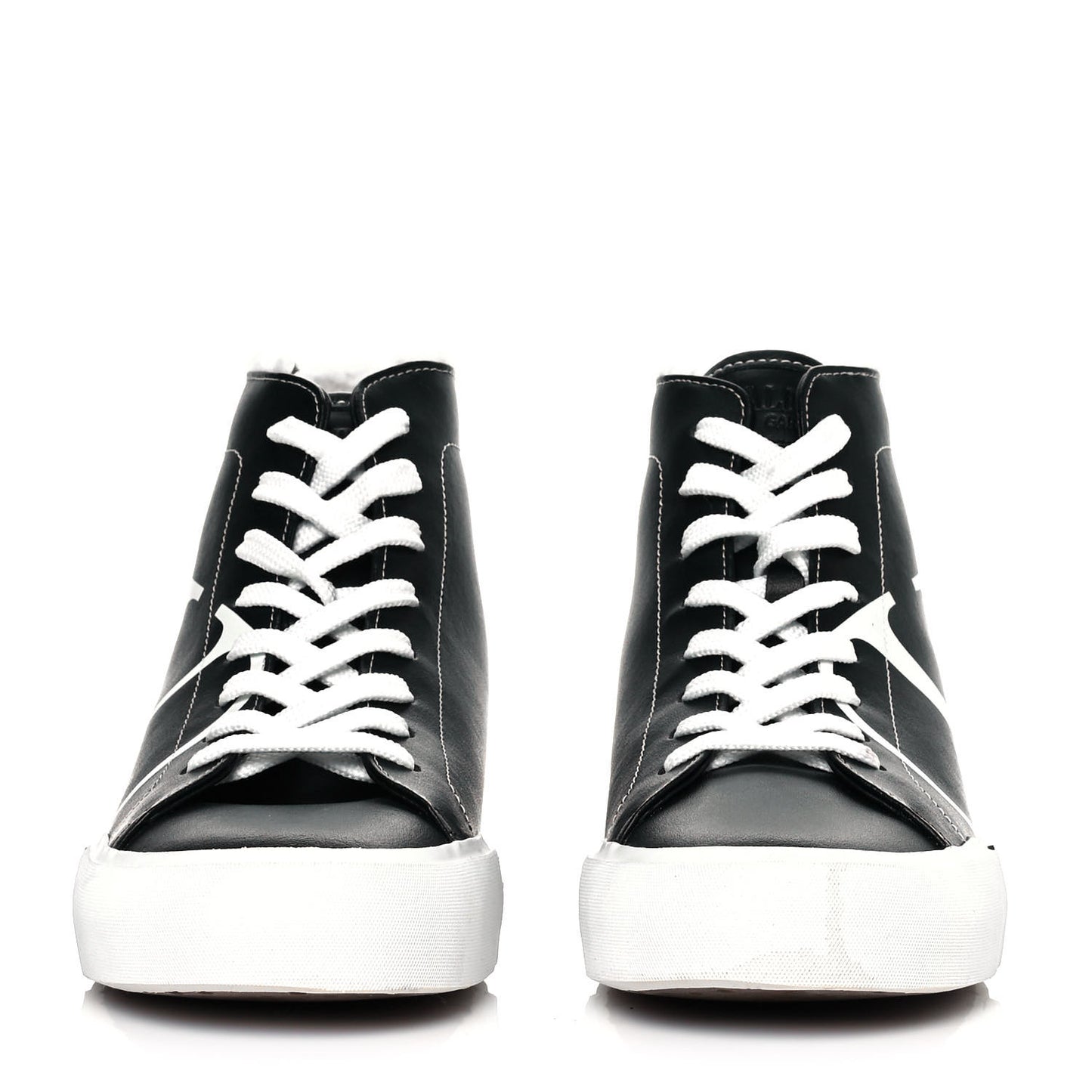 Calfskin Shearling VLTN High Top Sneakers 39 Black