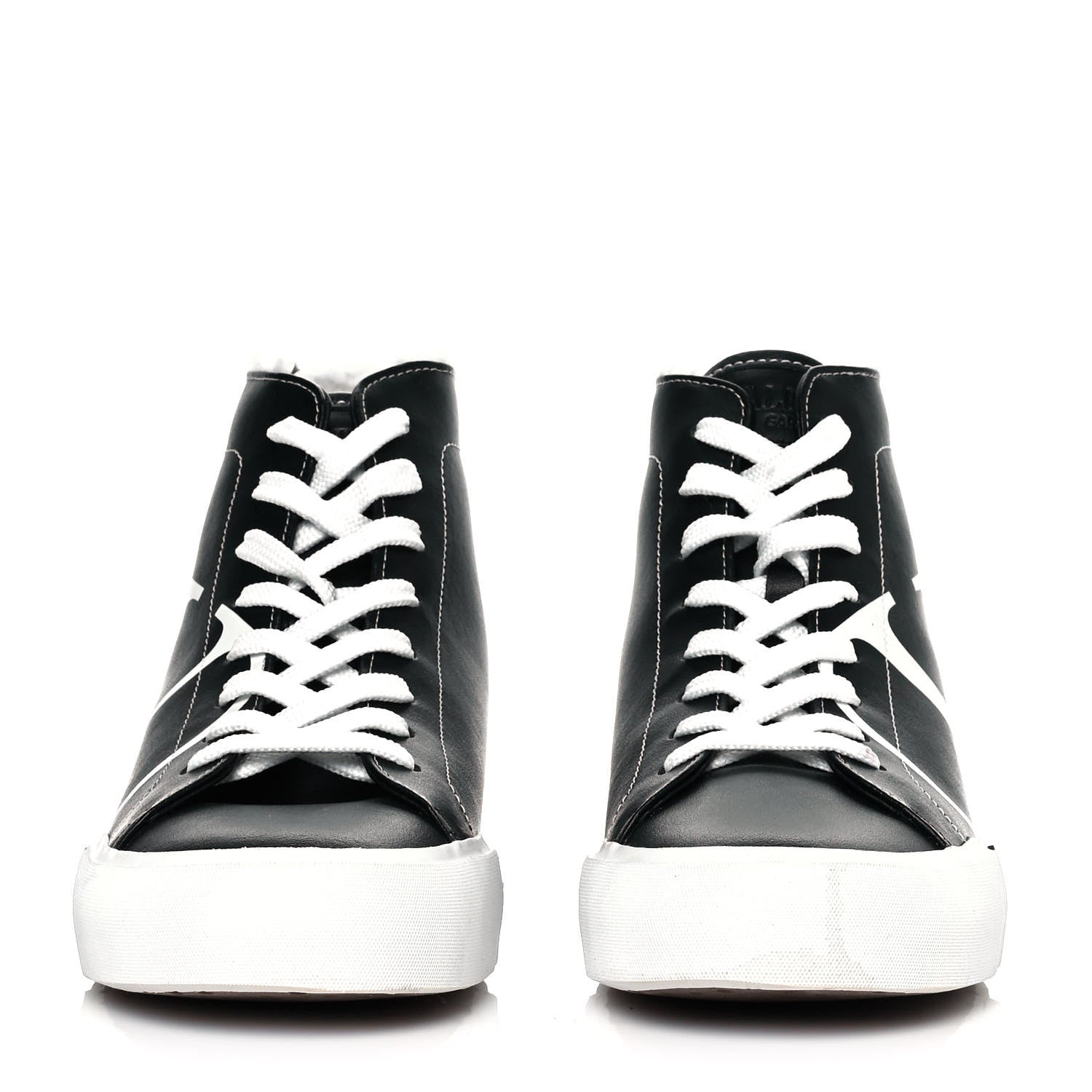 Valentino Garavani Calfskin Shearling VLTN High Top Sneakers 39 Black 2 of 10