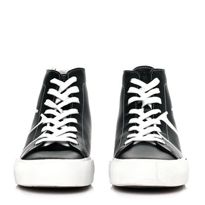 Valentino Garavani Calfskin Shearling VLTN High Top Sneakers 39 Black 2 of 10