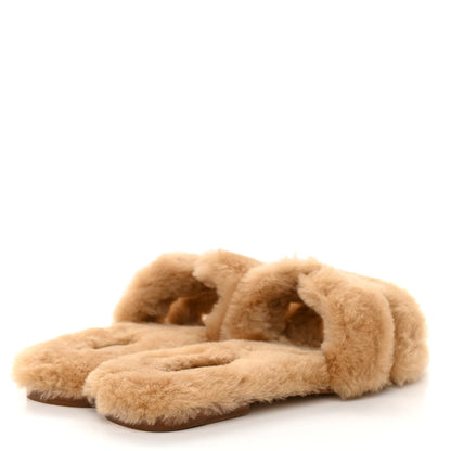 Hermes Woolskin Oran Sandals 39.5 Beige Argile 4 of 8