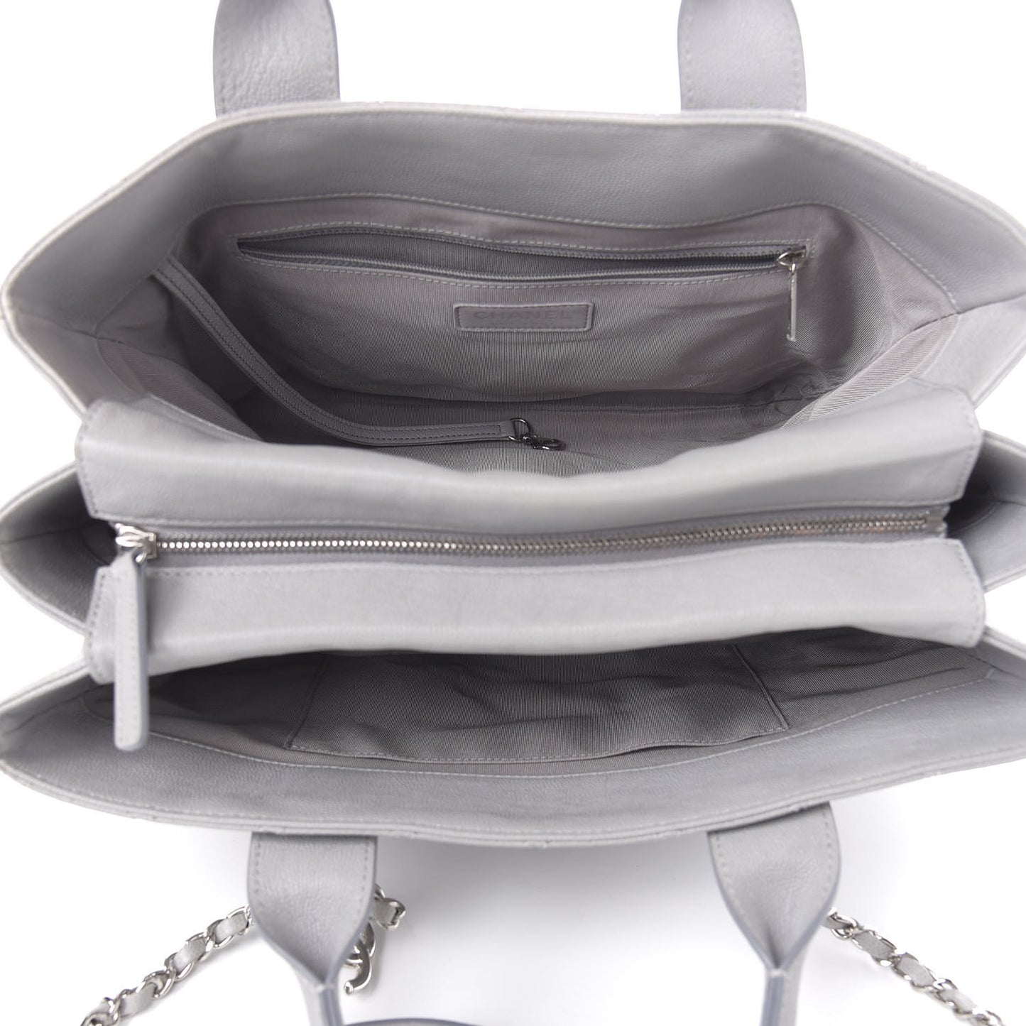 Caviar Quilted Large Urban Companion Top Handle Shopping Tote Grey