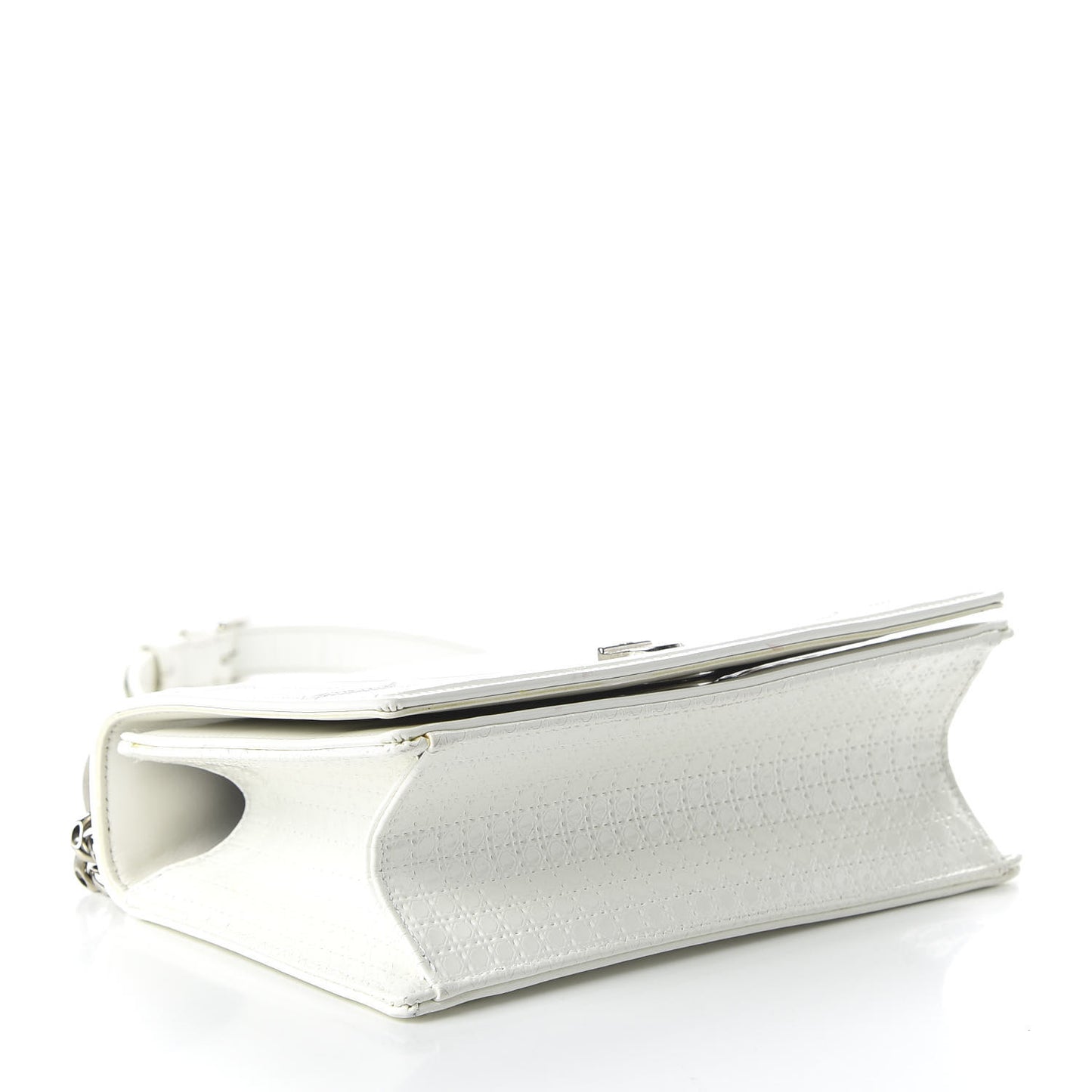 Patent Micro-Cannage Small Diorama Flap Bag White