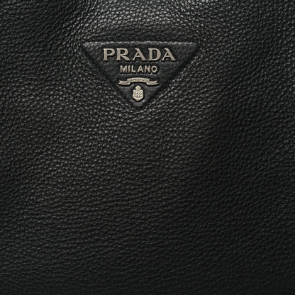 Prada Vitello Daino Soft Hobo Messenger Bag Black 7 of 9