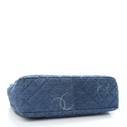 Chanel Denim Quilted CC Print Jumbo Single Flap Blue 4 of 11