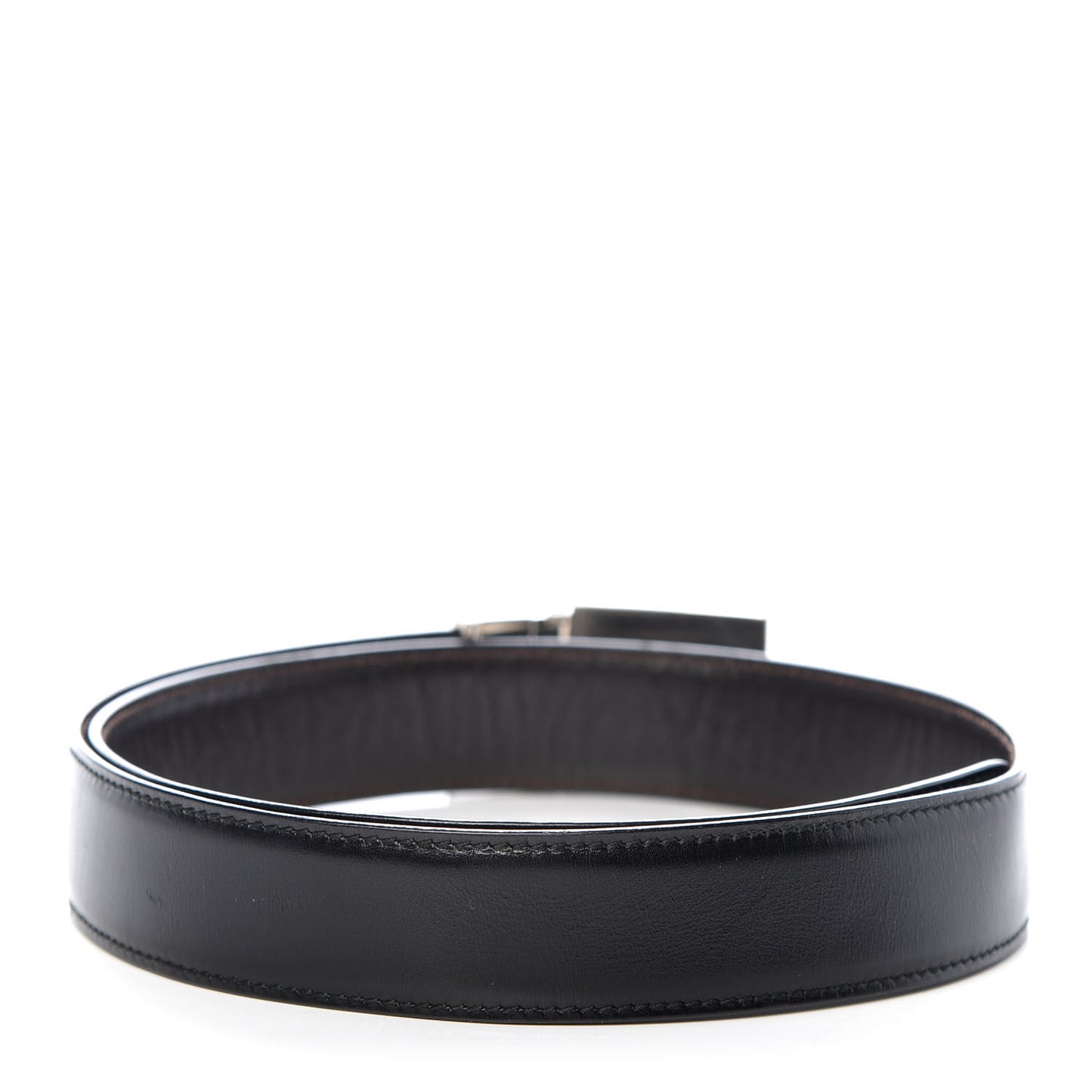 Calfskin Embossed Reversible Square G Buckle Belt 80 32 Black Brown