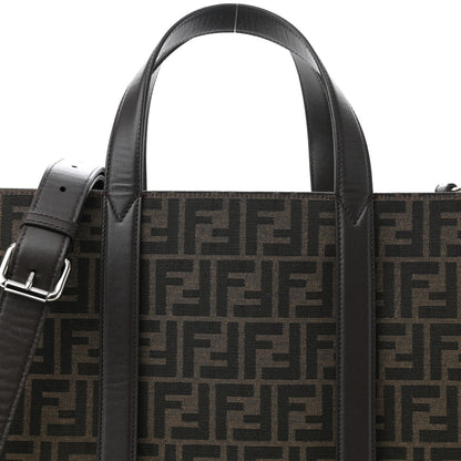 Fendi Recycled Fabric Jacquard Vitello Astro FF 1974 Shopping Tote Tobacco Moro Ebano 8 of 12