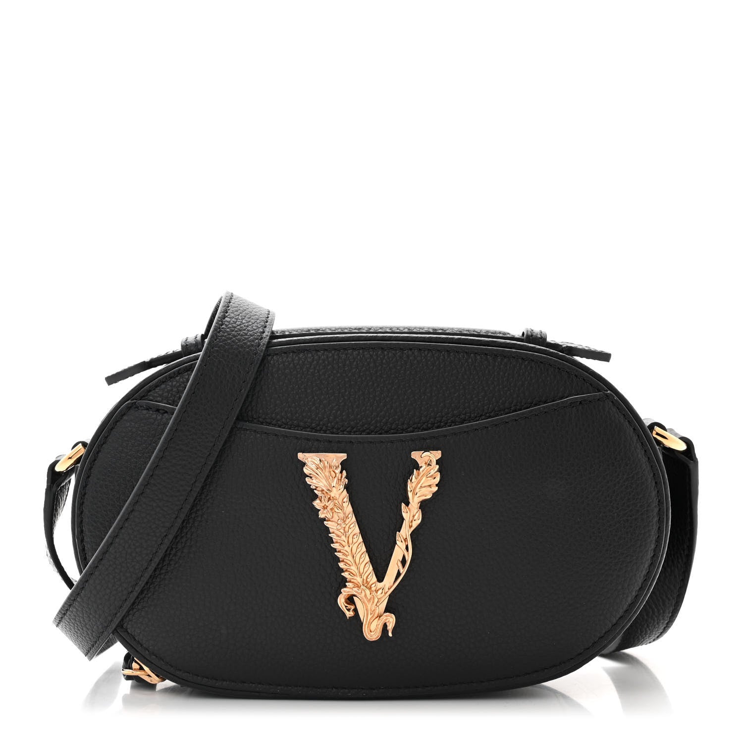 Versace Grainy Calfskin Virtus Top Handle Camera Bag Black 1 of 9