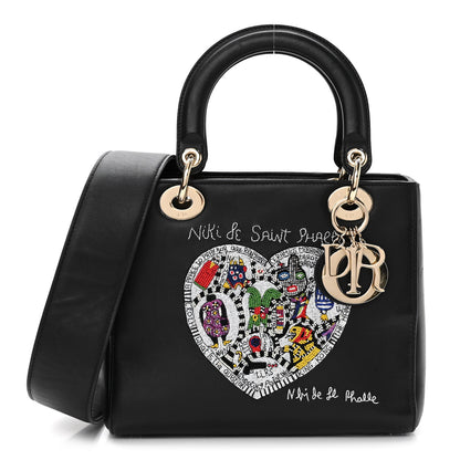 Christian Dior Calfskin Niki De Saint Phalle Heart Medium Supple Lady Dior Black 1 of 12