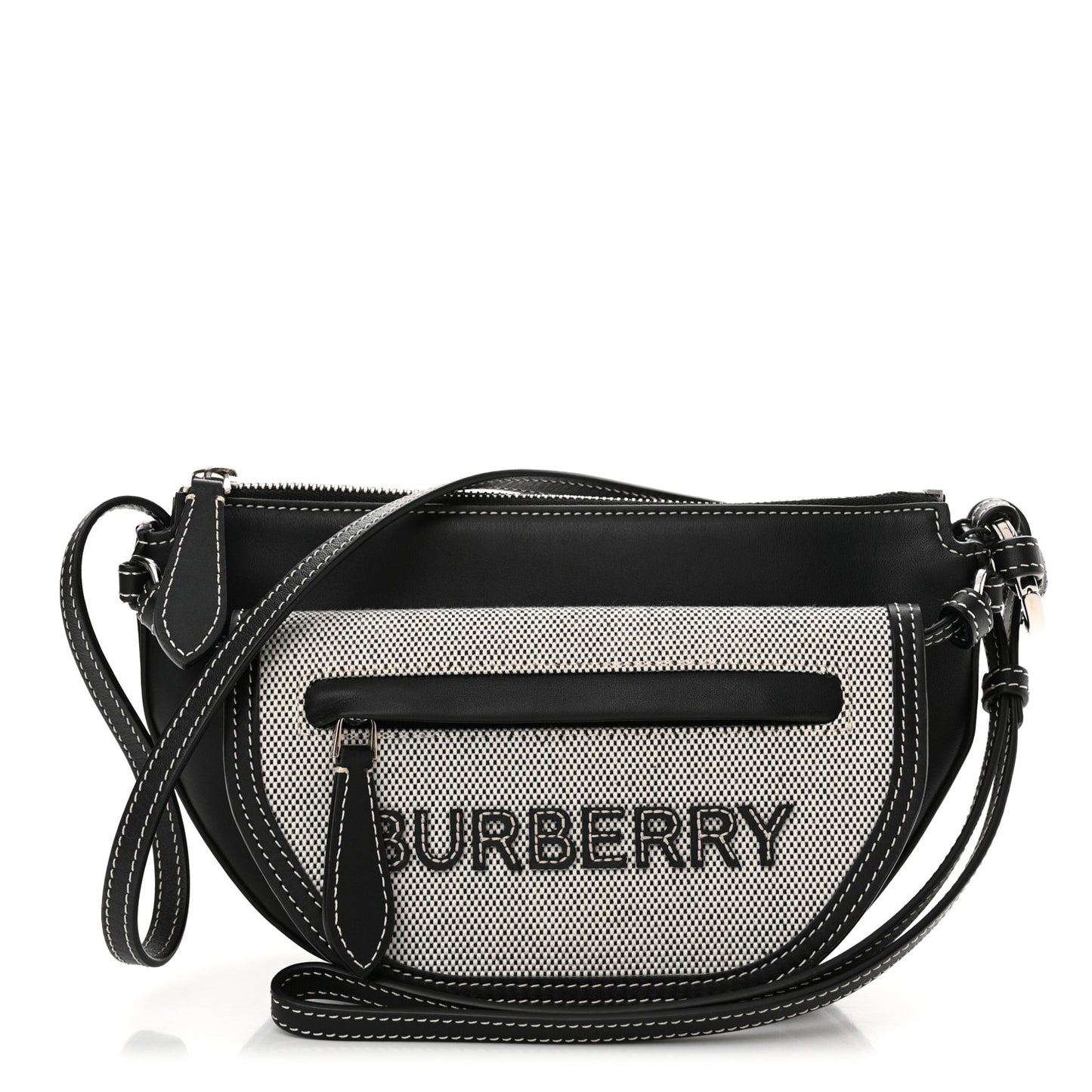 Canvas Horseferry Print Double Olympia Shoulder Bag Black