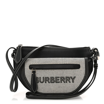 Burberry Canvas Horseferry Print Double Olympia Shoulder Bag Black 1 of 12