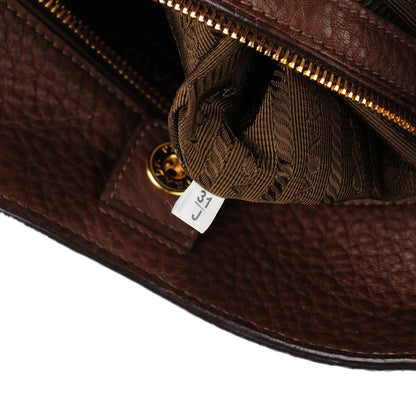 Prada Vitello Daino Double Pocket Shoulder Bag Bruciato 8 of 9